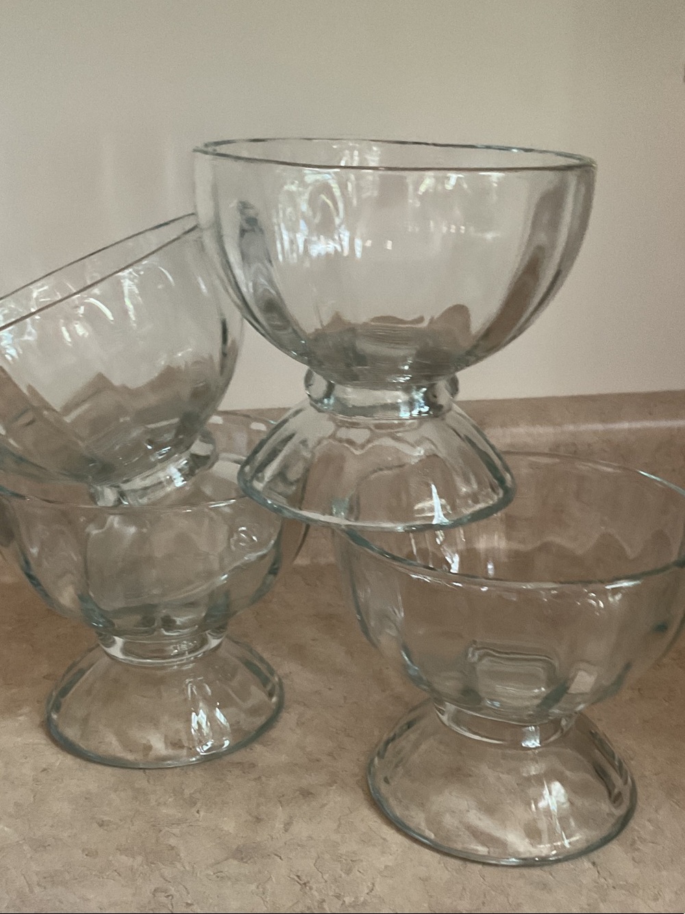Libbey Set of Clear Optic Glass Dessert Bowls